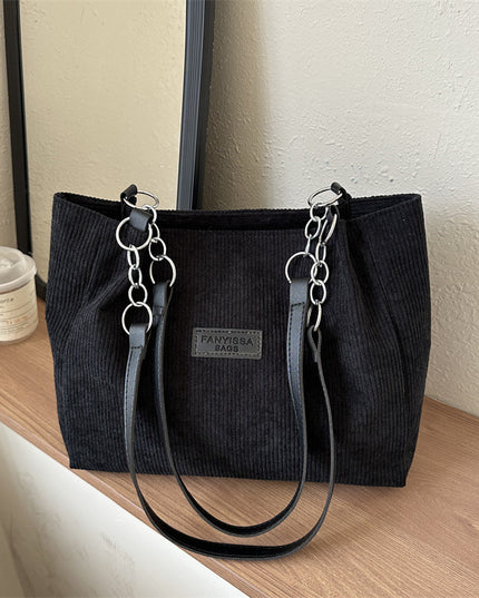 New Corduroy One-shoulder Tote Large Capacity Handbag For Women