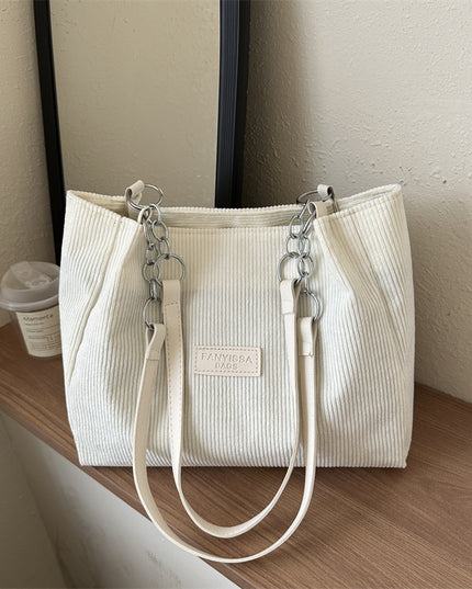 New Corduroy One-shoulder Tote Large Capacity Handbag For Women