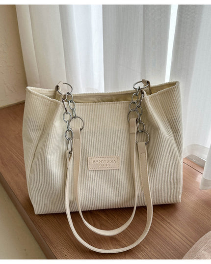 New Corduroy One-shoulder Tote Large Capacity Handbag For Women