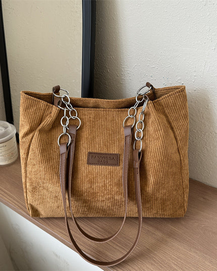 New Corduroy One-shoulder Tote Large Capacity Handbag For Women