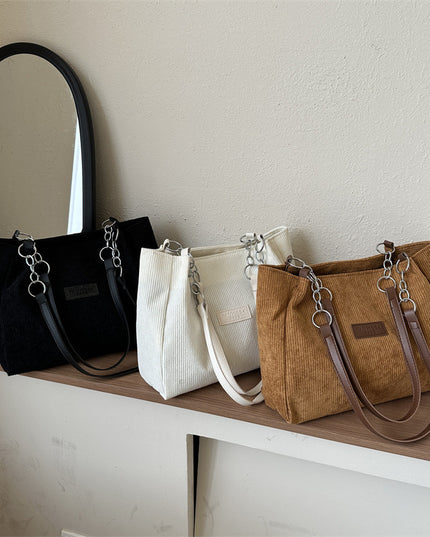 New Corduroy One-shoulder Tote Large Capacity Handbag For Women