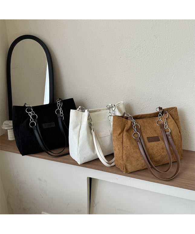New Corduroy One-shoulder Tote Large Capacity Handbag For Women